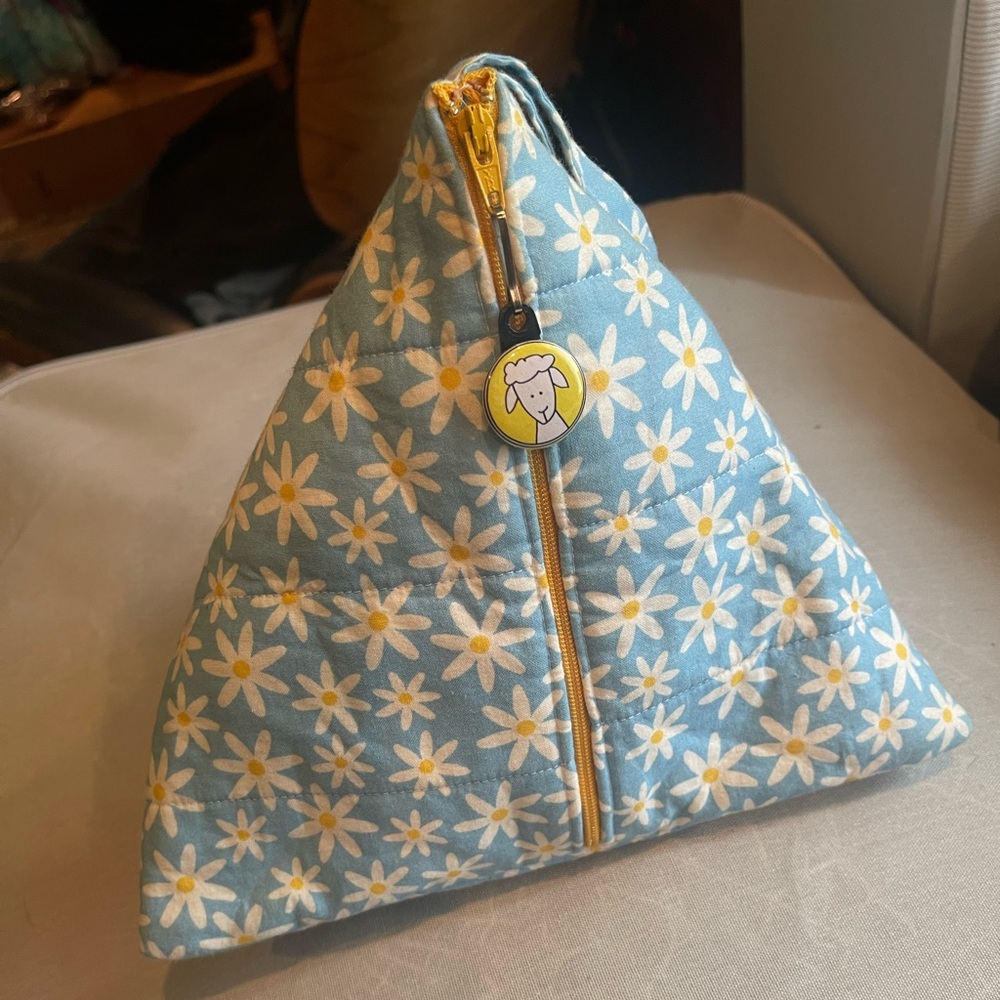 Blue Floral Triangle Pouch